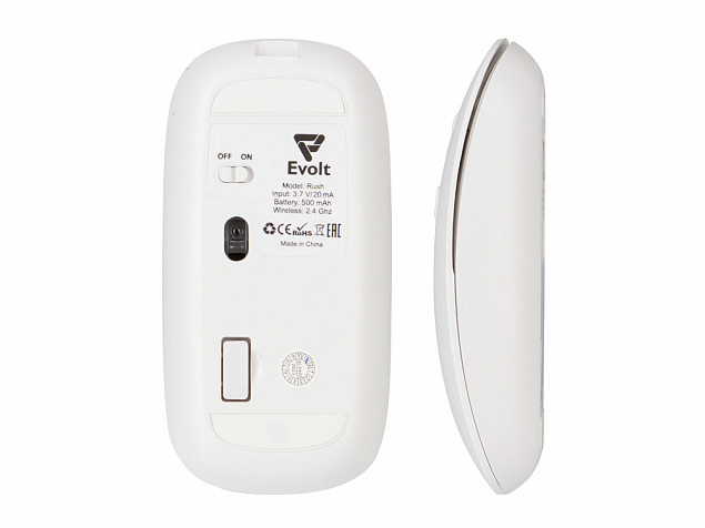 Беспроводная мышь со встроенным аккумулятором «Rush», адаптер USB-A с логотипом в Самаре заказать по выгодной цене в кибермаркете AvroraStore