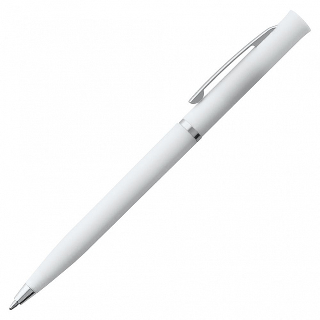 Ручка шариковая Euro Chrome, белая с логотипом в Самаре заказать по выгодной цене в кибермаркете AvroraStore