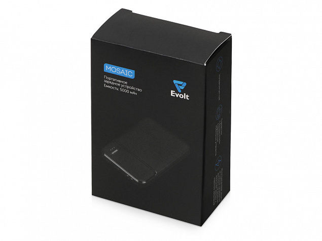 Внешний аккумулятор Evolt Mosaic, 5000 mAh, черный с логотипом в Самаре заказать по выгодной цене в кибермаркете AvroraStore
