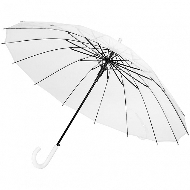 Прозрачный зонт-трость Clear 16 с логотипом в Самаре заказать по выгодной цене в кибермаркете AvroraStore