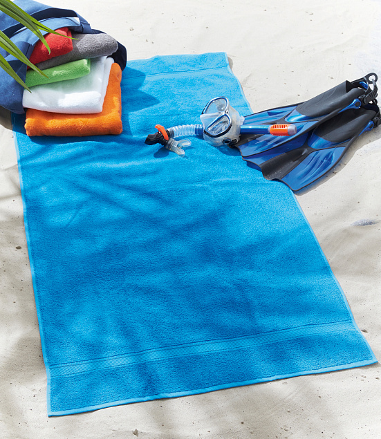 Полотенце пляжное SUMMER TRIP, синее с логотипом в Самаре заказать по выгодной цене в кибермаркете AvroraStore