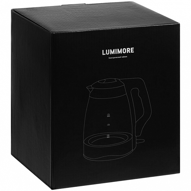 Электрический чайник Lumimore, стеклянный, серебристо-черный с логотипом в Самаре заказать по выгодной цене в кибермаркете AvroraStore