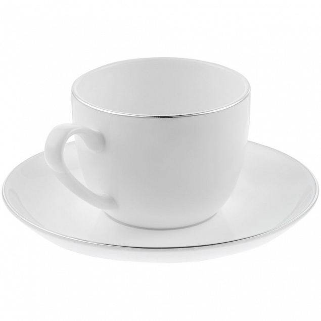 Кофейная пара Mansion Select, белая с серебристой отводкой с логотипом в Самаре заказать по выгодной цене в кибермаркете AvroraStore