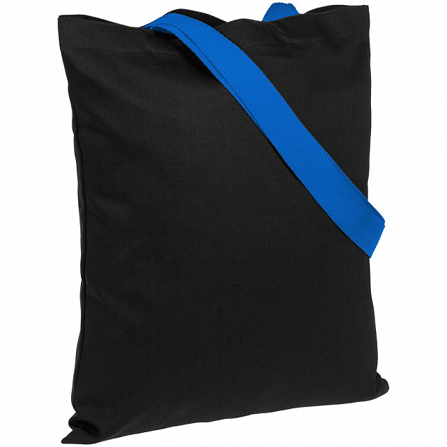Холщовая сумка BrighTone, черная с ярко-синими ручками с логотипом в Самаре заказать по выгодной цене в кибермаркете AvroraStore