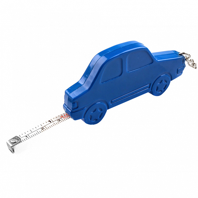Брелок-рулетка "Автомобиль" 1 метр, синий с логотипом в Самаре заказать по выгодной цене в кибермаркете AvroraStore