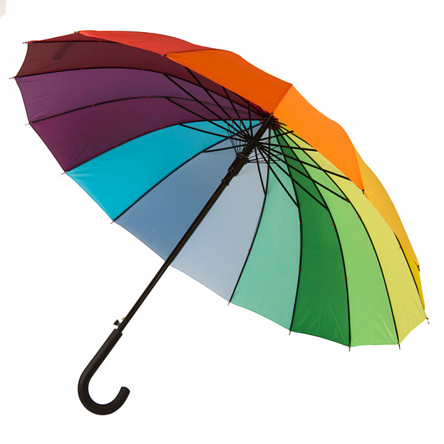 Зонт-трость  "Радуга", пластиковая ручка, полуавтомат с логотипом в Самаре заказать по выгодной цене в кибермаркете AvroraStore