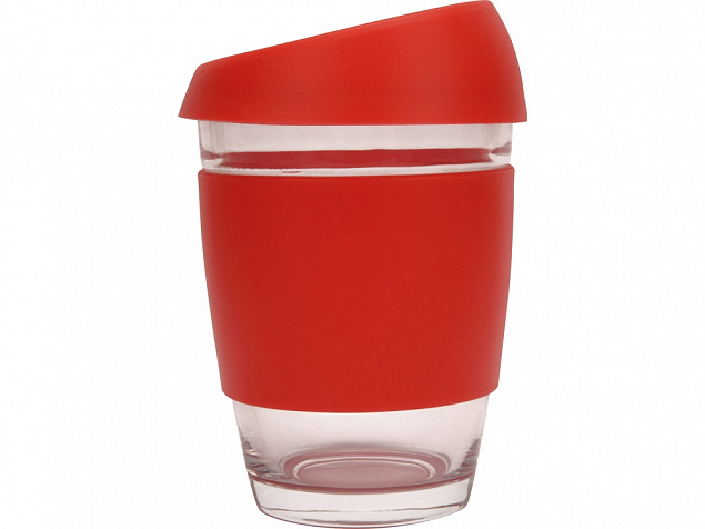 Стеклянный стакан с силиконовой крышкой и манжетой Monday с логотипом в Самаре заказать по выгодной цене в кибермаркете AvroraStore