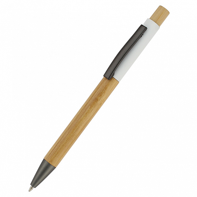 Ручка &quot;Авалон&quot; с корпусом из бамбука и софт-тач вставкой-S, белый с логотипом в Самаре заказать по выгодной цене в кибермаркете AvroraStore