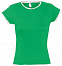 Футболка женская MOOREA 170, ярко-зеленая с белой отделкой с логотипом в Самаре заказать по выгодной цене в кибермаркете AvroraStore