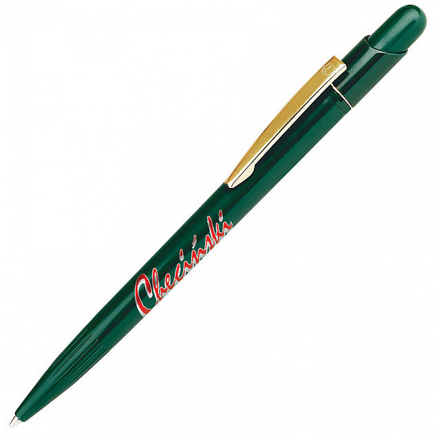 MIR, ручка шариковая с золотистым клипом, зеленый, пластик/металл с логотипом в Самаре заказать по выгодной цене в кибермаркете AvroraStore