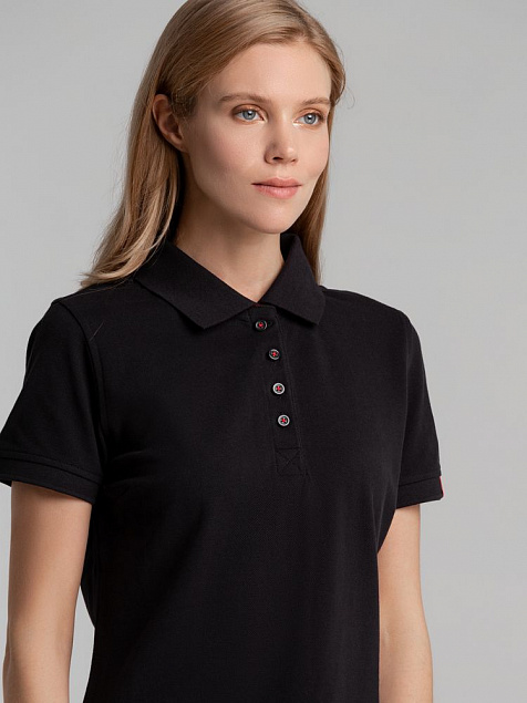 Рубашка поло женская AVON LADIES, черная с логотипом в Самаре заказать по выгодной цене в кибермаркете AvroraStore