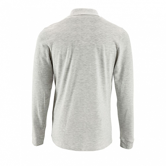 Рубашка поло мужская с длинным рукавом Perfect LSL Men, светло-серый меланж с логотипом в Самаре заказать по выгодной цене в кибермаркете AvroraStore