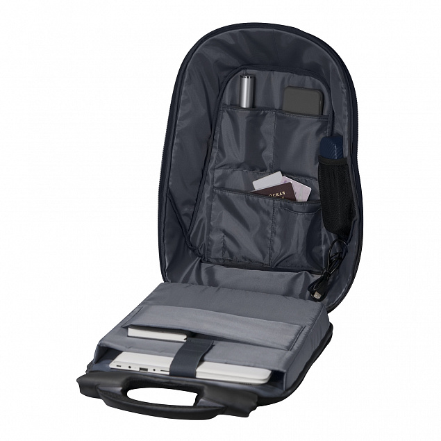 Рюкзак Stile c USB разъемом, серый/серый с логотипом в Самаре заказать по выгодной цене в кибермаркете AvroraStore