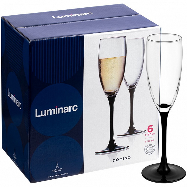 Набор бокалов для шампанского «Домино» с логотипом в Самаре заказать по выгодной цене в кибермаркете AvroraStore