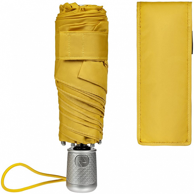 Складной зонт Alu Drop S, 4 сложения, автомат, желтый (горчичный) с логотипом в Самаре заказать по выгодной цене в кибермаркете AvroraStore