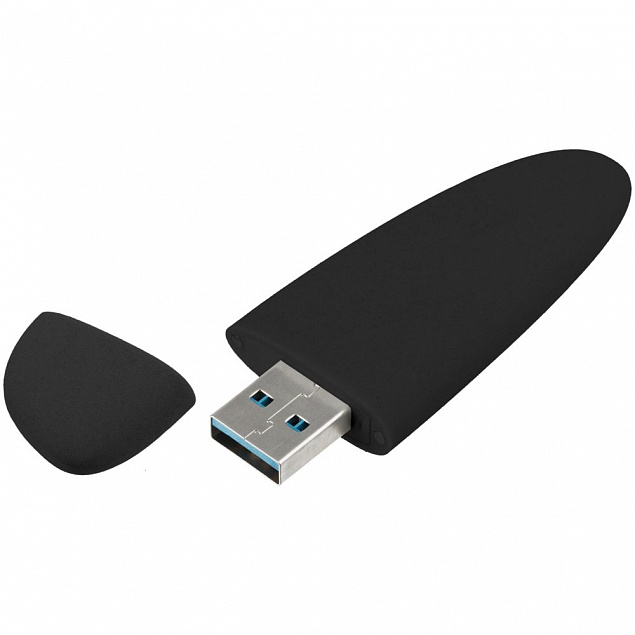 Флешка Pebble, черная, USB 3.0, 16 Гб с логотипом в Самаре заказать по выгодной цене в кибермаркете AvroraStore