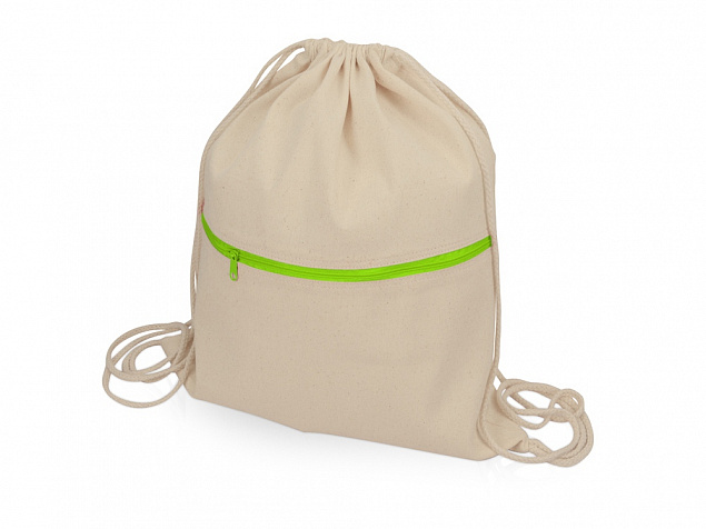 Рюкзак-мешок хлопковый Lark с цветной молнией с логотипом в Самаре заказать по выгодной цене в кибермаркете AvroraStore