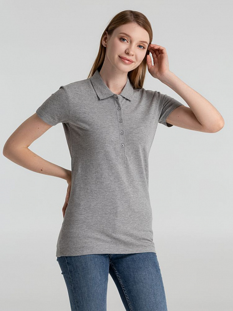 Рубашка поло женская PHOENIX WOMEN, серый меланж с логотипом в Самаре заказать по выгодной цене в кибермаркете AvroraStore