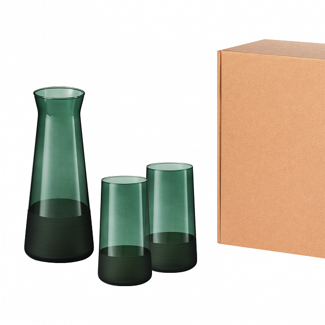 Подарочный набор декантер + 2 высоких стакана, Emerald зеленый с логотипом в Самаре заказать по выгодной цене в кибермаркете AvroraStore