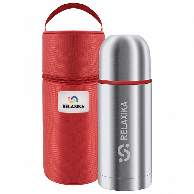 Термос Relaxika Duo 500 в чехле, стальной с логотипом в Самаре заказать по выгодной цене в кибермаркете AvroraStore