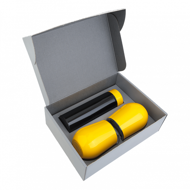 Набор Hot Box Duo C2B grey (черный с желтым) с логотипом в Самаре заказать по выгодной цене в кибермаркете AvroraStore