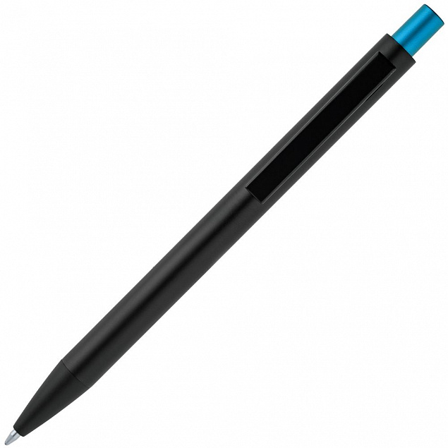 Ручка шариковая Chromatic, черная с голубым с логотипом в Самаре заказать по выгодной цене в кибермаркете AvroraStore