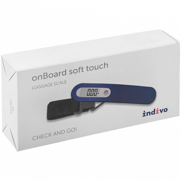 Дорожные весы onBoard Soft Touch, синие с логотипом в Самаре заказать по выгодной цене в кибермаркете AvroraStore