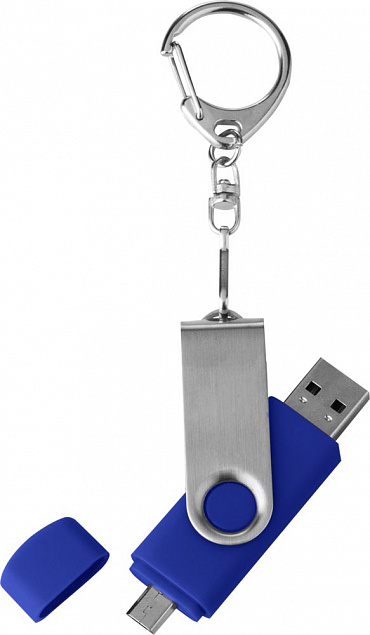 Флешка Double Twist 16 Гб синяя с логотипом в Самаре заказать по выгодной цене в кибермаркете AvroraStore