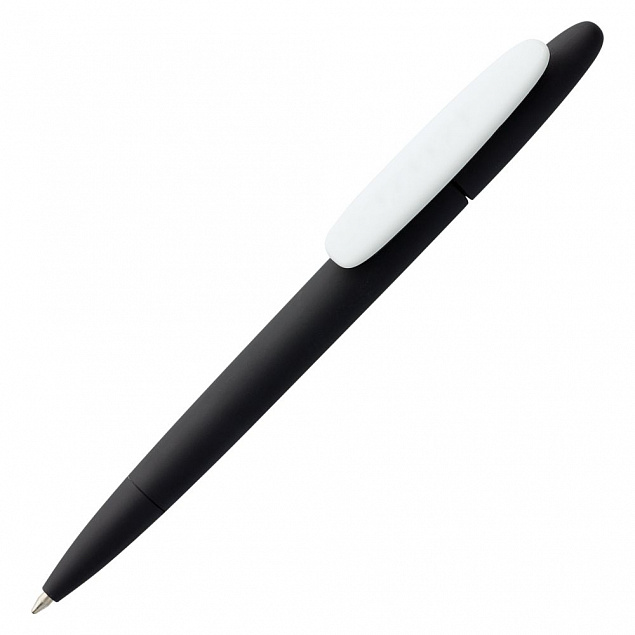 Ручка шариковая Prodir DS5 TRR-P Soft Touch, черная с белым с логотипом в Самаре заказать по выгодной цене в кибермаркете AvroraStore
