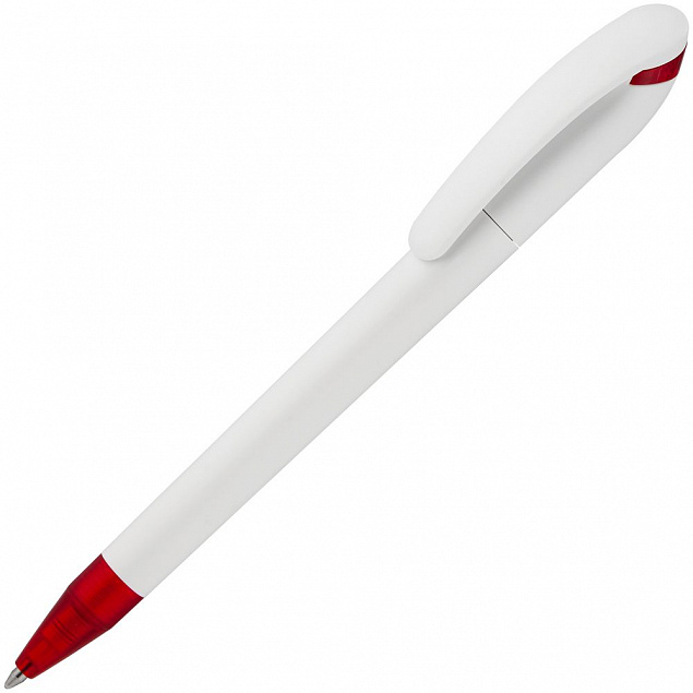 Ручка шариковая Beo Sport, белая с красным с логотипом в Самаре заказать по выгодной цене в кибермаркете AvroraStore