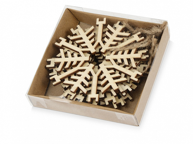 Набор деревянных снежинок с логотипом в Самаре заказать по выгодной цене в кибермаркете AvroraStore