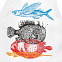 Фартук «Морские обитатели», белый с логотипом в Самаре заказать по выгодной цене в кибермаркете AvroraStore