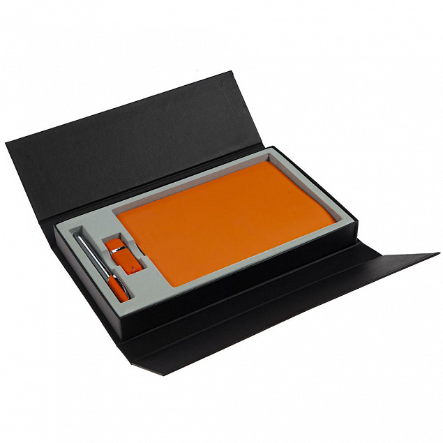 Коробка Three Part под ежедневник, флешку и ручку, черная с логотипом в Самаре заказать по выгодной цене в кибермаркете AvroraStore