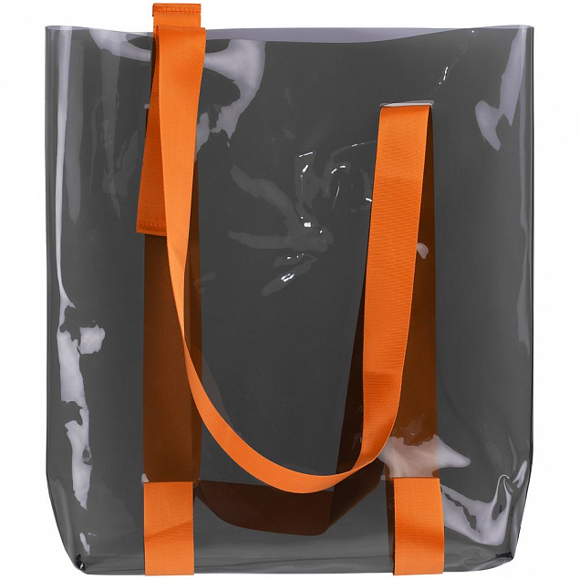 Шоппер Clear Fest, прозрачный серый с оранжевыми ручками с логотипом в Самаре заказать по выгодной цене в кибермаркете AvroraStore