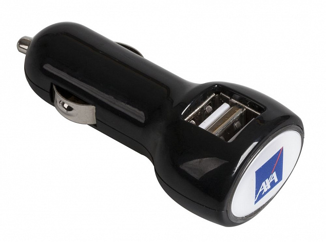 Автомобильное зарядное устройство с подсветкой Logocharger, черное с логотипом в Самаре заказать по выгодной цене в кибермаркете AvroraStore