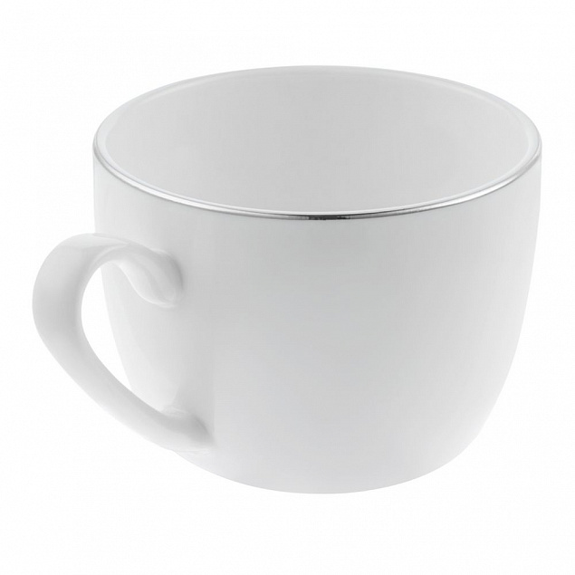 Кофейная пара Mansion Select, белая с серебристой отводкой с логотипом в Самаре заказать по выгодной цене в кибермаркете AvroraStore