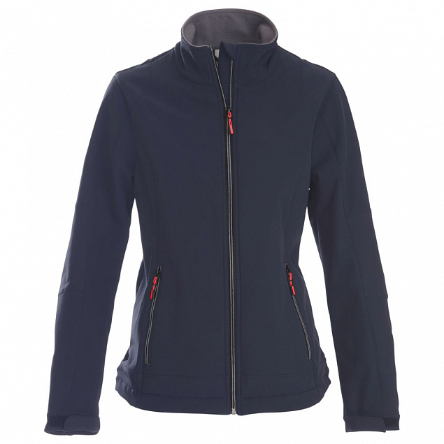 Куртка софтшелл женская TRIAL LADY, темно-синяя с логотипом в Самаре заказать по выгодной цене в кибермаркете AvroraStore