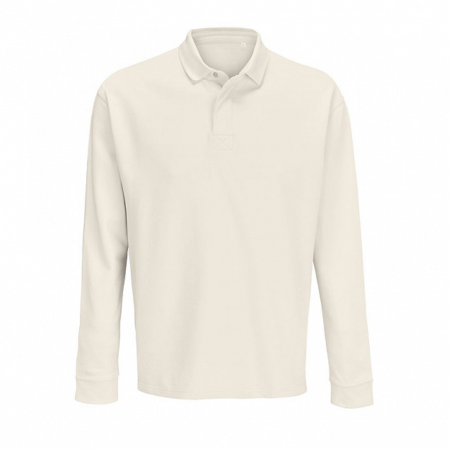 Рубашка поло оверсайз с длинным рукавом Heritage, молочная с логотипом в Самаре заказать по выгодной цене в кибермаркете AvroraStore