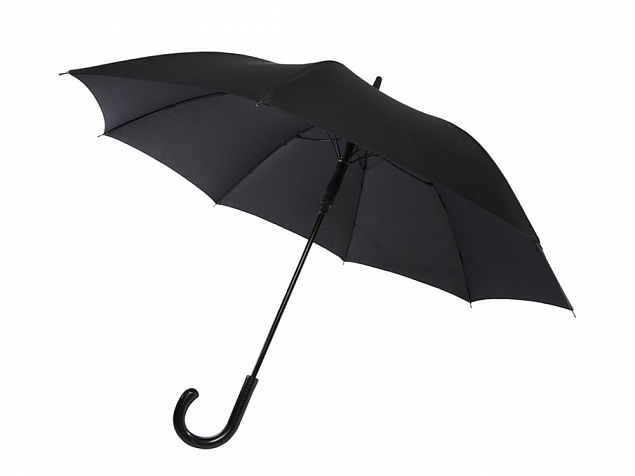 Fontana 23-дюймовый зонт карбонового цвета с механизмом автоматического открытия и изогнутой ручкой, черный с логотипом в Самаре заказать по выгодной цене в кибермаркете AvroraStore