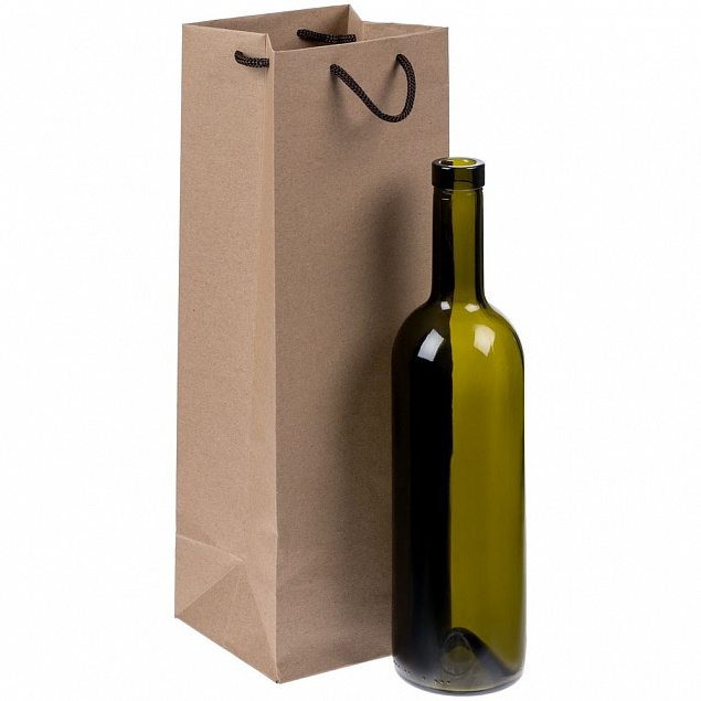 Пакет под бутылку Vindemia, крафт с логотипом в Самаре заказать по выгодной цене в кибермаркете AvroraStore
