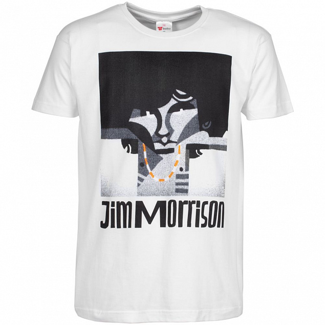 Футболка «Меламед. Jim Morrison», белая с логотипом в Самаре заказать по выгодной цене в кибермаркете AvroraStore