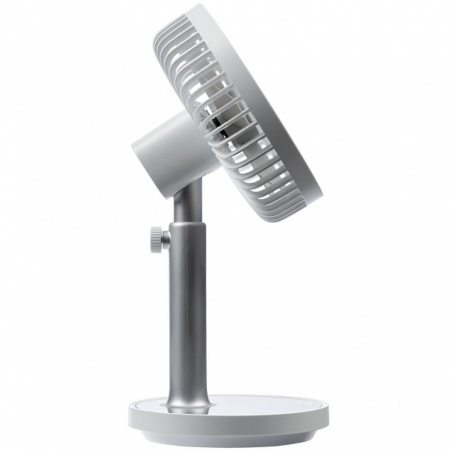 Настольный беспроводной вентилятор с подсветкой inBreeze, белый c серым с логотипом в Самаре заказать по выгодной цене в кибермаркете AvroraStore