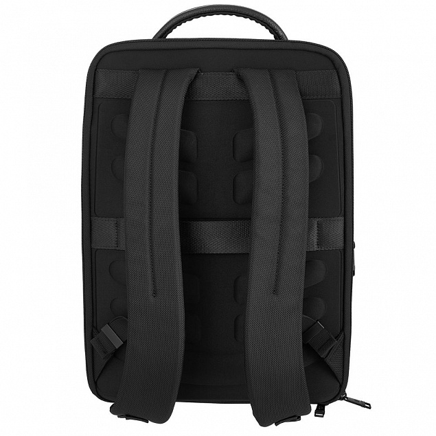 Рюкзак для ноутбука Santiago Slim с кожаной отделкой, черный с логотипом в Самаре заказать по выгодной цене в кибермаркете AvroraStore