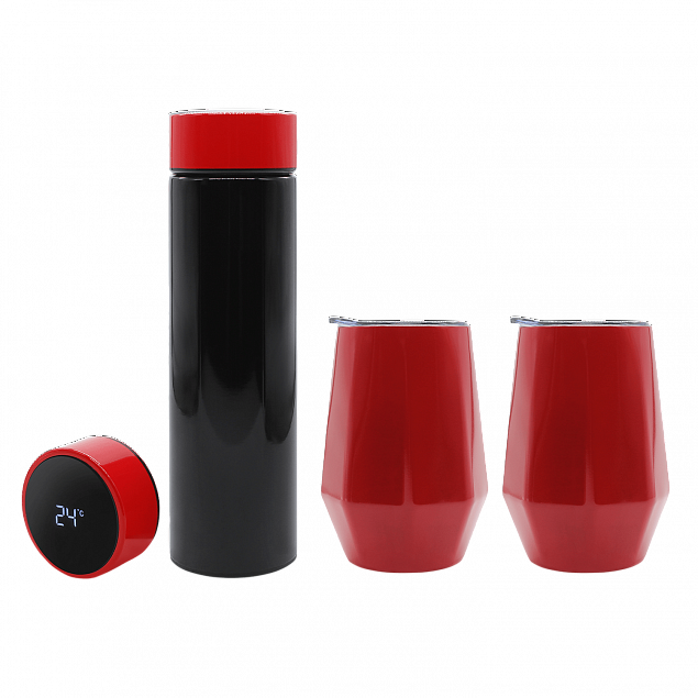 Набор Hot Box duo E2B grey (черный с красным) с логотипом в Самаре заказать по выгодной цене в кибермаркете AvroraStore