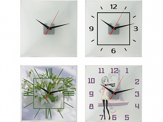 Часы настенные квадратные из стекла 28х28 см Nile с логотипом в Самаре заказать по выгодной цене в кибермаркете AvroraStore
