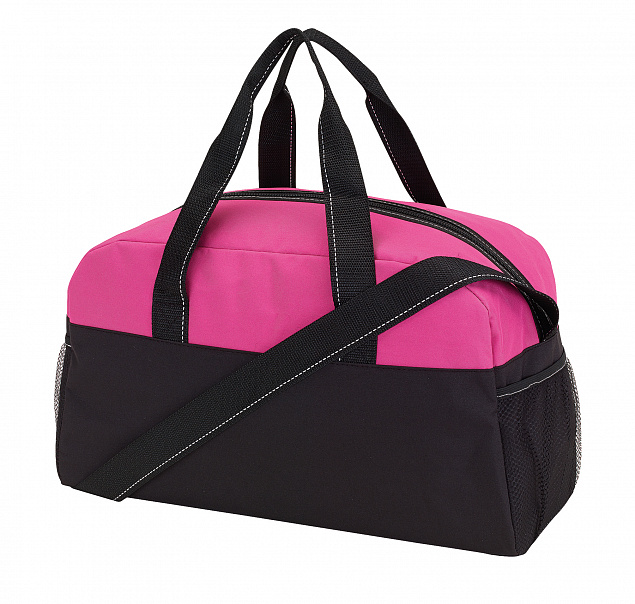 Спортивная сумка FITNESS, черная, розовая с логотипом в Самаре заказать по выгодной цене в кибермаркете AvroraStore