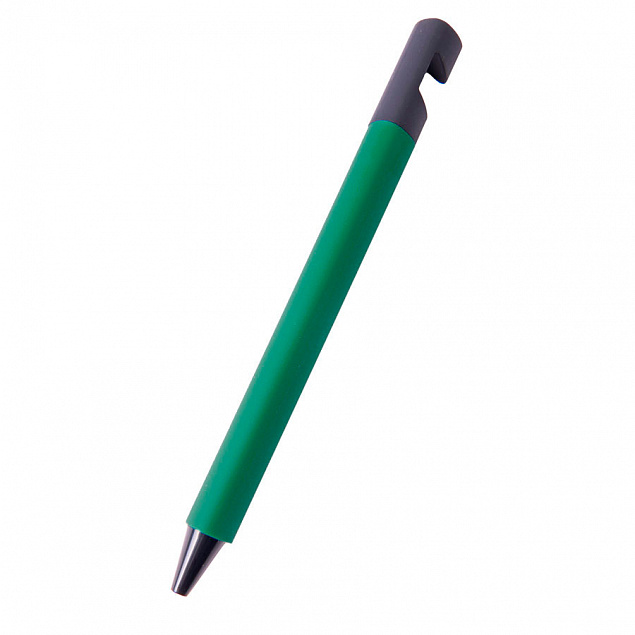 N5 soft,  ручка шариковая, зеленый/черный, пластик,soft-touch, подставка для смартфона с логотипом в Самаре заказать по выгодной цене в кибермаркете AvroraStore