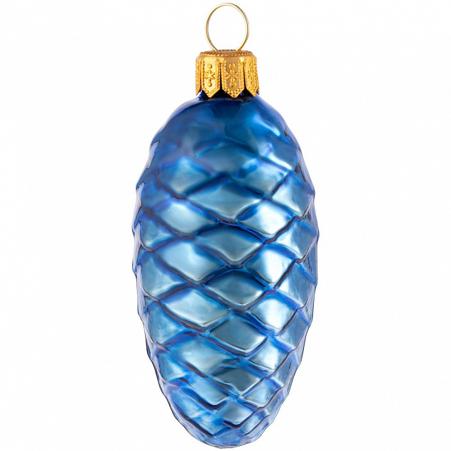 Елочная игрушка «Шишка», синяя с логотипом в Самаре заказать по выгодной цене в кибермаркете AvroraStore