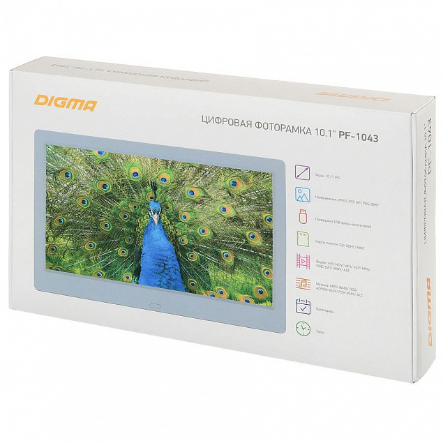 Цифровая фоторамка Digma PF-1043, белая с логотипом в Самаре заказать по выгодной цене в кибермаркете AvroraStore