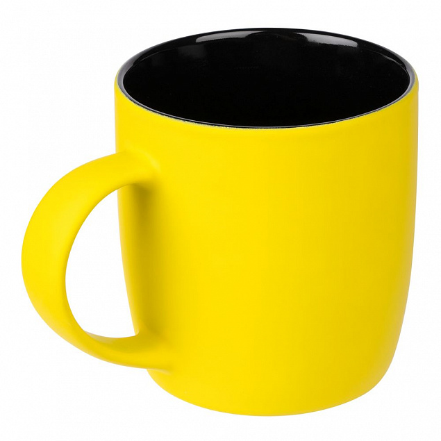 Кружка Surprise Touch Black c покрытием софт-тач, желтая с логотипом в Самаре заказать по выгодной цене в кибермаркете AvroraStore